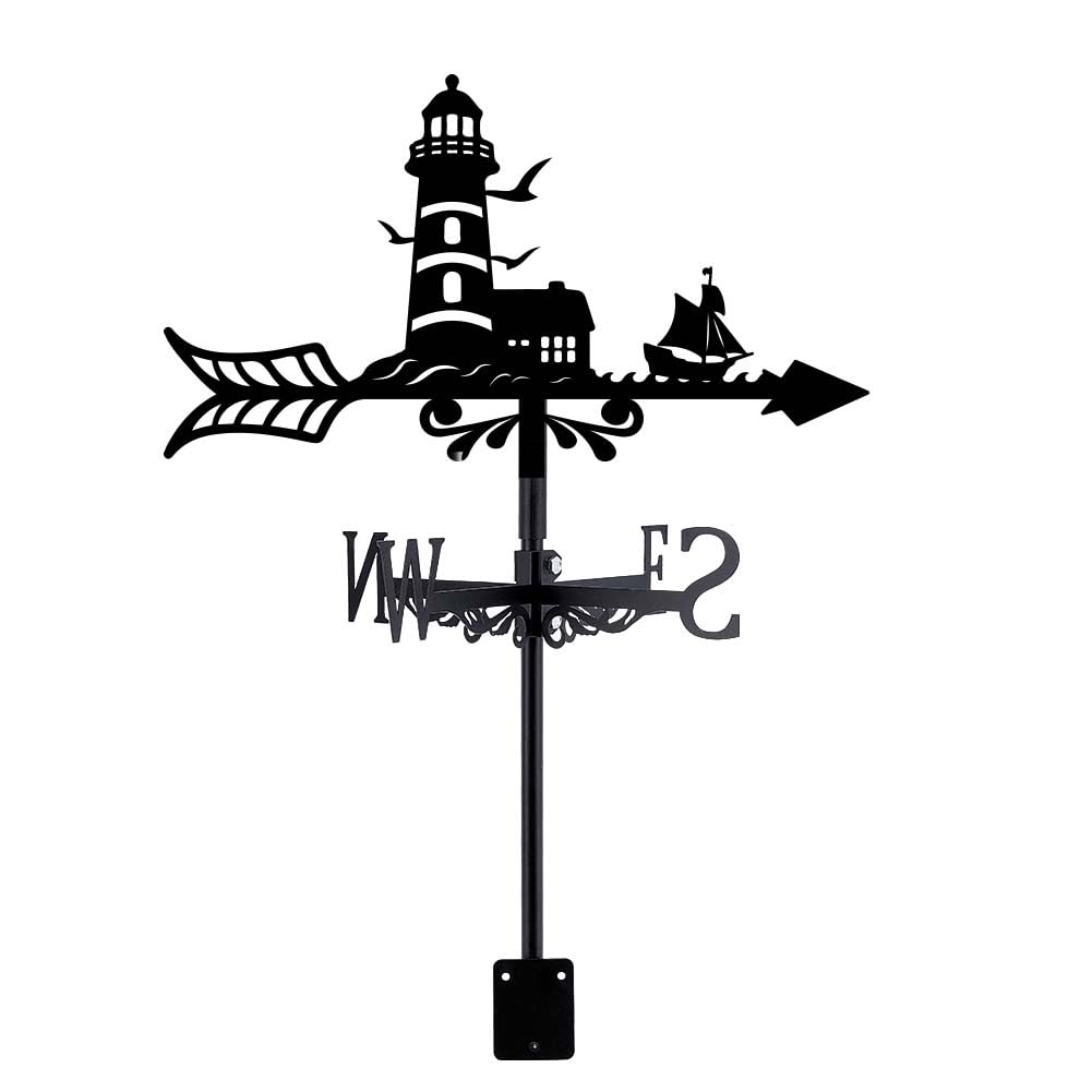 SUPERDANT Lighthouse Weather Vane Small Boat Weathervanes Seagulls Metal Wind Vanes Garden Decorative Outdoor Weathercock Wind Direction Indicator Weather Vanes for Outside Roof Yard Sheds Garden