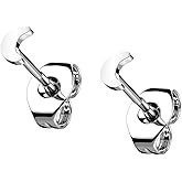20GA G23 Implant Grade Titanium Threadless Crescent Moon Top Stud Earrings, Sold as a Pair