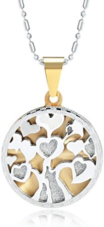 Family Tree of Life Necklace,Love Shape Leaf Stainless Steel Pendant for Women and Gilr,Confessions Love (Silver/Gold)