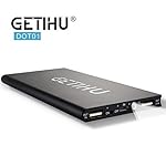 GETIHU Portable Charger Real 10000mAh 2 USB Ports Power Bank External Battery Ultra Slim Thin Design Powerbank Backup for iPhone 7 6s 6 Plus iPad Tablet Mobile Phone Pack (Black)