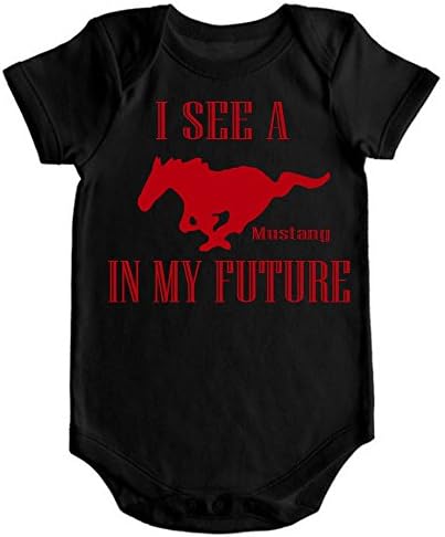 Anicelook I see a Mustang in my future infant romper onesie creeper-2 (12-18months, Black)