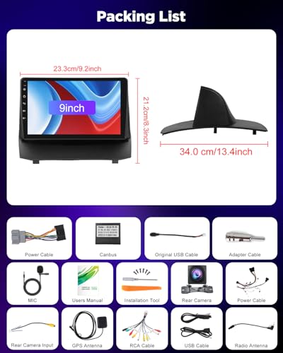 NHOPEEW 8 Core 6+128G Android Car Radio for Ford Fiesta 2009-2017 with Wireless Carplay and Android Car DSP Wifi GPS Steering Wheel Controls 360 Panoramic View