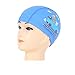 Peacoco Lycra Swim Cap PU Swimming Cap for Kids Girls Boys and Youth Waterproof Swim Caps Protective Ear Caps-Keep Long Hair Dry-Training and Racing