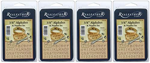 Realeather 3/8” Alphabet and Number Stamp Tool Set, Multicolor (Fоur Paсk)