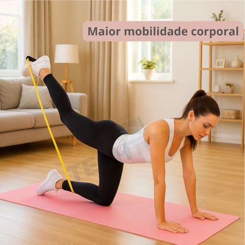 Kit Elástico Extensor Para Exercicio Mais Conjunto De 5 Faixa Elastica Mini Band Para Treino Em Casa Pilates Fisioterapia