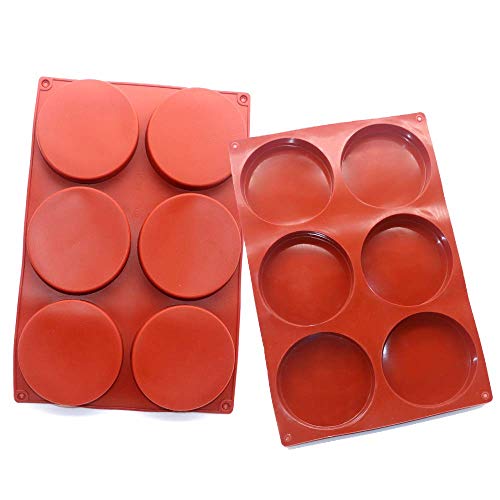 6Cavity Large Cake Molds Silicone Round Disc Resin Coaster Mold Non