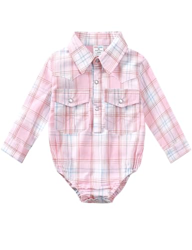 COSLAND Baby Cowgirl Outfit Infant Girls Western Bodysuit, Pink White, 6-12 Months at Amazon