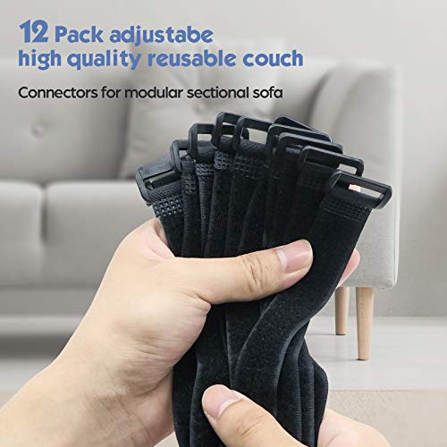Velcro Straps, 12pcs Velcro Cable Ties Couch Straps, Velcro Strips