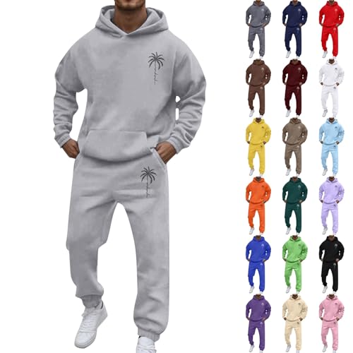 TDEOK Mens Casual Tracksuit Full Set, 2 Piece Hoodies With Sweatpants Sets Casual Jogging Gym Sweat Suits 2 Piece Outfits Sweatsuit Sport Suits Jogging Suit Set Athletic Tracksuit Outfits