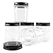 novelinks 8 oz Clear Plastic Jars with Screw-On Lids - BPA-Free Refillable Storage Containers for Slime, Spices, Crafts, Kitchen & Home Organization (16 Pack,Black)