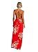 FFLMYUHUL I U Women's Strap Floral Print Lace Up Backless Deep V Neck Sexy Split Beach Maxi Dress