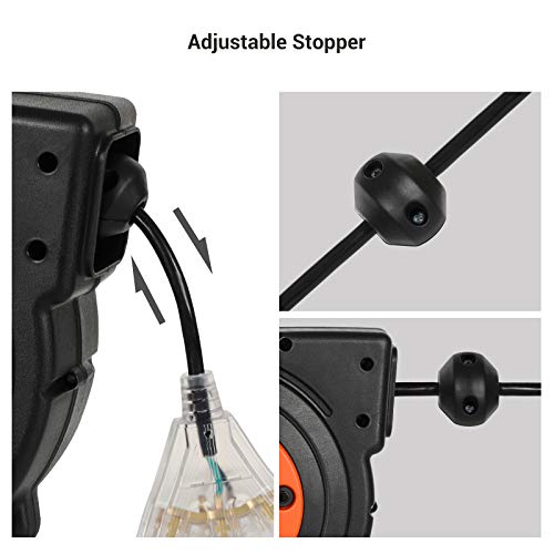 DEWENWILS Retractable Extension Cord Reel, 50 FT Heavy Duty Power Cord