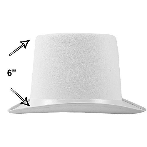 Felt Top Hats - 2 Pack - 1 Black & 1 White Top Hat Costume Hats Funny Party Hats