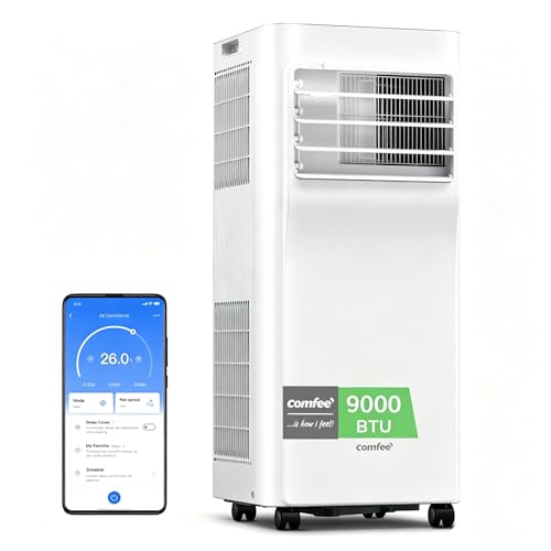 Condizionatore Portatile 9000 BTU/H, Breezy Cool Pro 2.6, Controllo WiFi, 3-in-1 Climatizzatore Portatile, Ventilatore, Raffreddamento, Deumidificazione, 24H Timer