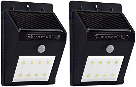 JustWare 2 Mode Bright 8LED Solar Power Lights Outdoor Wireless Security Sensor Solar Motion Light for Path Garden Road Exterior Lighting Black 2 Pack