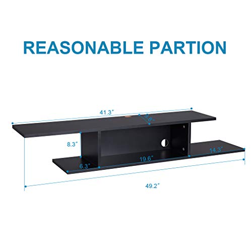 Sunon TV Stand Floating Wall Mounted Entertainment Center Media Console Wood Storage Shelf with Cable Management Slot(Black)
