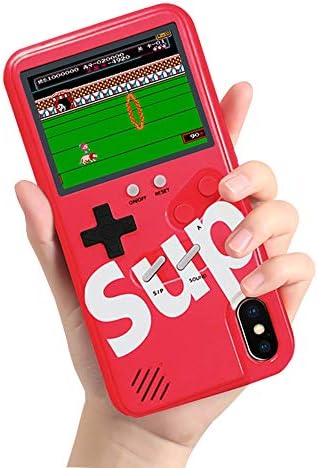 iPhone XR Case, Tuerdan Game Console Case [Handheld Retro] [Gameboy] [Silicone Cover] [HD Color Screen] Rechargeable for Boy Girl Case for iPhone XR (Red)
