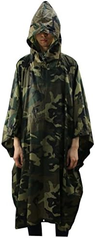CaoBin Multifunction Military Camouflage Rain Poncho Rainwear Packable Raincoat