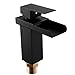 ICOCO Modern Single Handle Bathroom Water Faucet Tall Spout Bath Basin Faucet Lavatory Mixer Taps (Black)