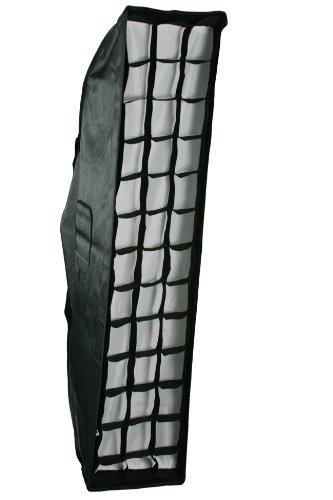 ePhoto Large Off Camera Strip Softbox Soft Box 13" x 56" & Honeycomb Grid Beehive For Both Bowen Strobe or Nikon Canon Portable Flash Mount LBW35140GD