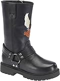 Harley-Davidson Little Kid's Black Faux Leather Harness Boots D61011 (Black, 11)