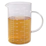 Glass Measuring Cup, [Insulated handle, V-Shaped Spout], 77L High Borosilicate Glass Measuring Cup for Kitchen or Restaurant, Easy To Read, 1000 ML (1 Liter, 4 Cup)