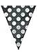 12ft Plastic Black Polka Dot Pennant Banner (10020), One Size