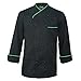 10oz Apparel Long Sleeve Black Chef Jacket with Neon Green Piping