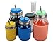 MJL Silicone Straw Hole Tumbler and Fermentation Lid with Rust Proof Band for Mason Jars (Bright Blue, Wide Mouth)