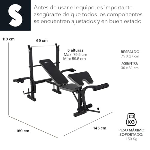 SIGNA Banco De Ejercicio Universal Fitness Multiposicion Banco De Pesas GYM En Casa Plegable Y Ajustable De Entrenamiento Pecho Brazo Abdomen Fitness (No Incluye Barra Ni Pesas)