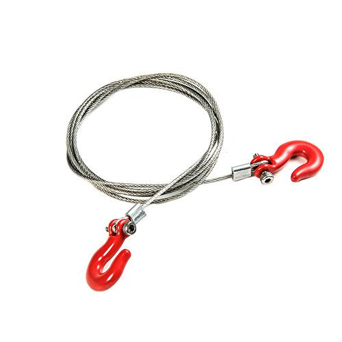 RCLions 1/10 RC Crawler Accessories Steel Tow Rope with Hooks for SCX10 Trx4 CC01 D90 RC Buggy Truck Car Parts (Red) - Thumbnail 6