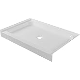 Fine Fixtures Single Threshold Acrylic Shower Base - Non-Slip Textured Surface, Durable Shower Floor Pan 54" x 32" for Easy I