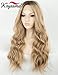 K'ryssma Blonde Wig with Dark Roots Ombre Natural Looking Wavy Long Blonde Wig Glueless Synthetic Wigs for Women