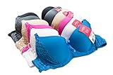 Barbra's 6 Pack Junior's Side Floral Lace Push-up Underwire Bras