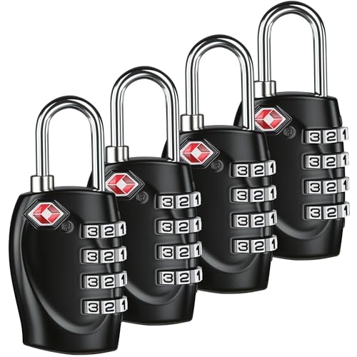 T Tersely （4 Pack）TSA Approved Luggage Combination Locks, 4 Digit Combination Padlock with Alloy Body TSA Lock for Travel Bag, Suit Case, Lockers, Gym, Bike Locks or Other