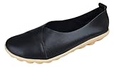Kunsto Women's Leather Loafer Glove Shoes US Size 9 Pure Black