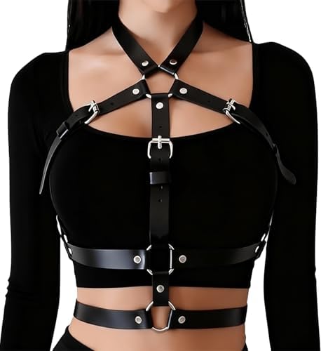 Amazon.com: REETAN Chest Chain Harness Fashion Leather Rave  display picture 1