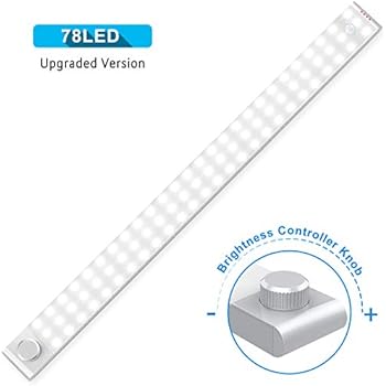 LED Closet Light, Upgraded 78 LED Rechargeable Motion Sensor Closet Lights with Large Capacity Battery 3200mAh Wireless Under Cabinet Night Light for Wardrobe Hallway Garage Kitchen (2 Sensor Modes)
