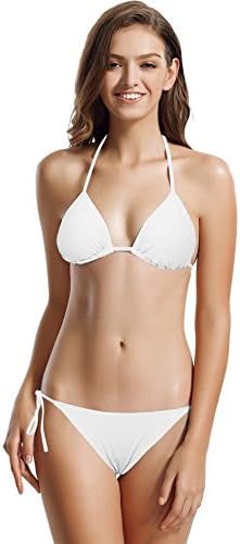 zeraca Women's Tie Side Bottom Triangle Bikini Bathing Suits