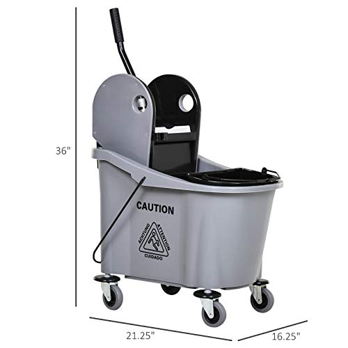 9.5 Gallon (38 Quart) Mop Bucket with Wringer Cleaning Cart, 4