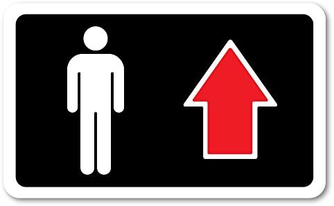 Grafken: GR1389 Plastic Sign Large 8 in x 5 in: RESTROOMS ICON-Men Style 1. Arrow UP