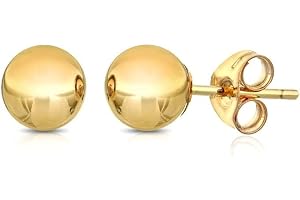 Pori Jewelers Premium 14K Gold Ball Stud Earrings - Available in Yellow, Rose & White Gold- Multiple Options Available