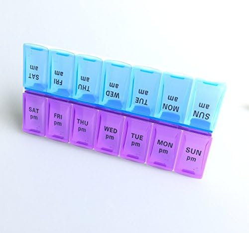 Annwer Weekly Pill Organizer , Twice-a-Day , 14 Compartments Pill Organizer with 7 Day AM/PM Night Reminder Medi-Planner, Vitamin Pills Box