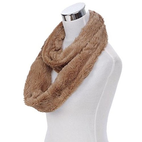 Beaute Fashion Super Soft and Warm Faux Fur Solid Long Infinity Loop Circle Scarf (Coffee) , USA Company