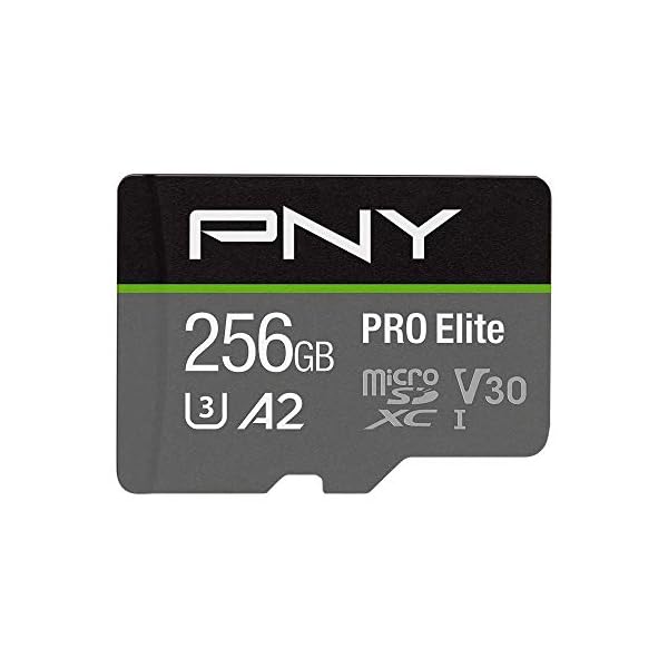 PNY PRO Elite 256GB microSDXC-Speicherkarte + SD-Adapter, Klasse 10 UHS-I, U3, A2, V30 für 4K-Video, Lesegeschwindigkeit…