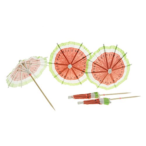 Bilipala 50 PCS Watermelon Paper Umbrellas Fruits Cocktail Dessert Parasol Picks Party Cupcake Toppers Picks Decoration