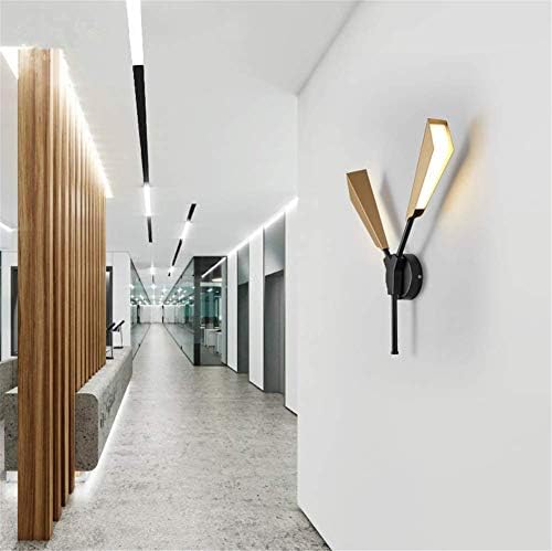 Wall Lights Indoor Simple Modern Creative Rotation Design Lighting Acrylic Wrought Iron Gold Color/Black Color Double-Headed Bamboo Leaves Wall Lamp Led Warm White Light for Living Room Bedroom