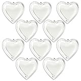 KEIVA 100mm Clear Plastic Acrylic Fillable Hearts Shape Ball Craft Ornament- Pack of 10 (Heart Size 100mm)