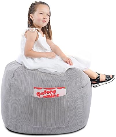 SUOCO Snuggly Corduroy Stuffed Animal Storage Bean Bag Cover,Kids Soft Toys Clean Up&amp;Organizer,Reinforced Seams,Large 32"(Kids can move)