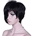 Deifor Women Fashionable Short Curly with Oblique Bangs Wigs for Cosplay Party Halloween Wig